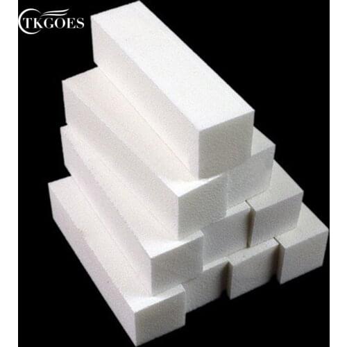 TKGOES 10PCS Sanding Nail File Buffer Block for UV Gel Nail Polish Nail Art Tools Manicure Pedicure White Form Nail Buffers File