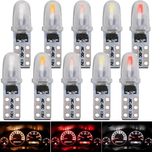 10Pcs T5 Led Bulb W3W W1.2W Led Canbus Car Interior Lights Dashboard warming indicator Wedge Auto Instrument Lamp 12V
