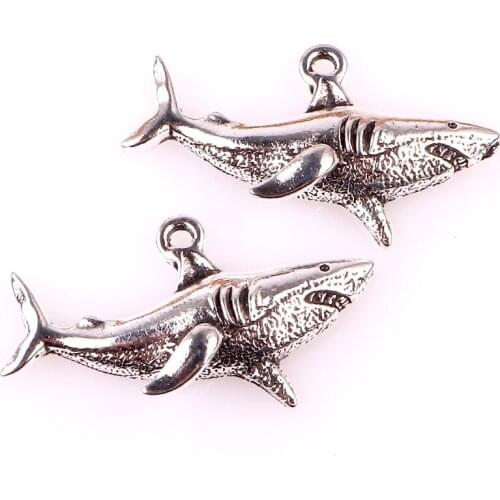 10pcs Tibetan Silver Ocean Shark Charms Pendants For Necklace Bracelet Jewelry Making DIY Handmade 23535