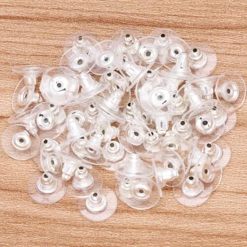 10x6mm Silver Transparent Rubber Earring Plug Backs Stopper Earnuts Stud Back Supplies For Jewelry Making DIY Handmade Accessory