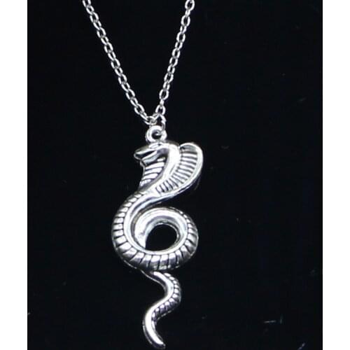 20pcs New Fashion Necklace 49x19mm king cobra snake Pendants Short Long Women Men Colar Gift Jewelry Choker
