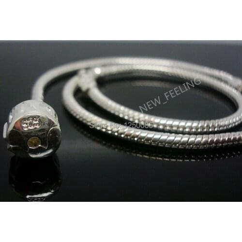 5PCS/LOT Silver Plated 925 stamped Snake Chain Necklace Fit European PDN Charms Beads 45cm in size