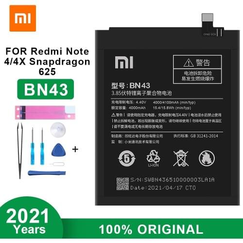 100% Original Xiaomi BN43 Battery for Xiaomi Redmi Note 4X / Note 4 global Snapdragon 625 4100mAh