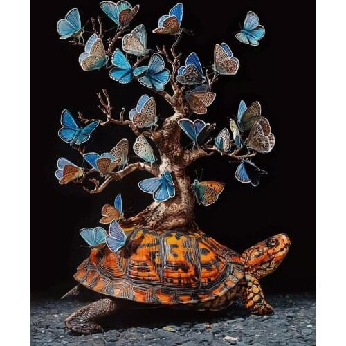 5d Diy Diamond Painting Animal Butterfly And Turtle Diamond Embroidery Square/round Diamond Inlaid Cross Stitch Home Decoration