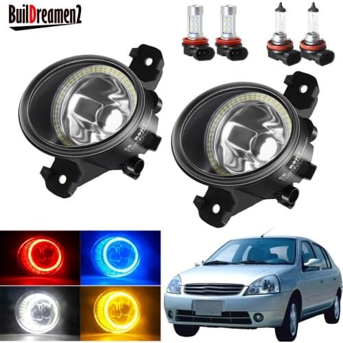 Angel Eye Fog Light Assembly For Nissan Platina 2002-2010 Car 20W Front Bumper Fog Lamp Halo Ring Daytime Running Light H11 12V