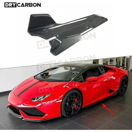 Dry Carbon fiber Side Skirts V Style case For Lamborghini Huracan LP610-4 2014-2016 FRP Door Bumper Extension Lip Aprons