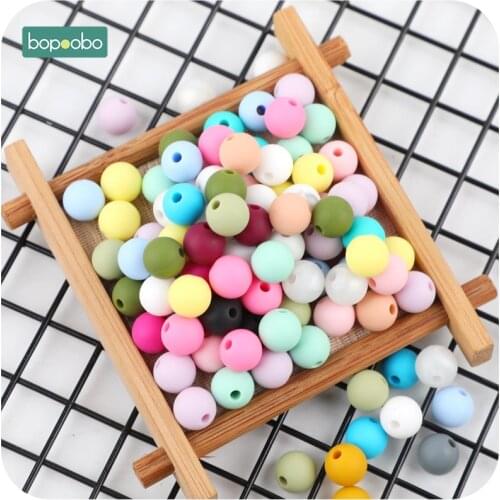 Bopoobo 9mm Silicone Beads 100pc Food Grade Silicone Teether DIY Pacifier Clips Beads BPA Free Necklace Infant Baby Teether Toys