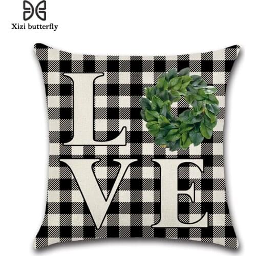 45*45cm Lattice Pillowcase Cotton Linen LOVE HOME Letter Throw Pillow Cover Pillow Case Sofa Chair Cushion Cover Jojo Siwa