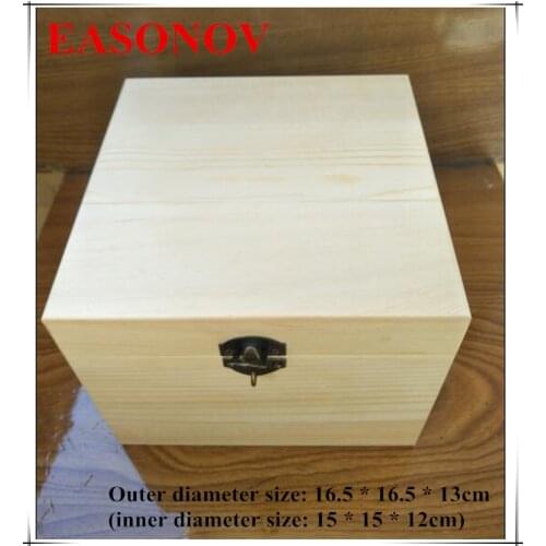 EASONOV 16.5 * 16.5 * 13cm Wooden square gift box packaging storage box jewelry box