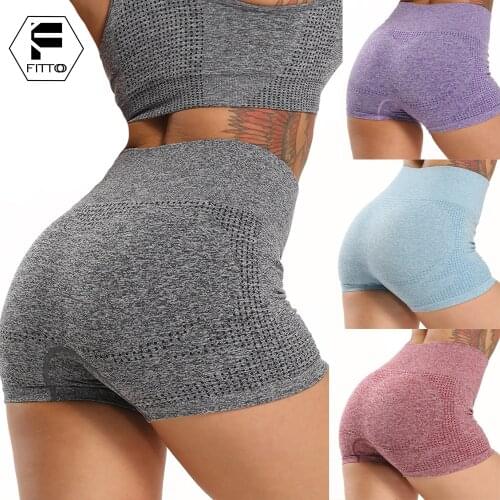 FITTO High Waist Breathable Shorts Sport Women Gym Leggings Seamless Fitness Biker Cycling Shorts Butt Sport Shorts