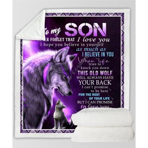 To My Son 3D Printed fleece blanket Beds Hiking Picnic Thick Fashionable Bedspread Sherpa Throw Blanket Drop Shipping 03