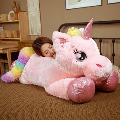 45-100cm Giant Kawaii Unicorn Plush Toys Lovely Animal Pink Horse Pillow for Girl Soft Doll Home Bed Decor Lover Kids Baby Gift