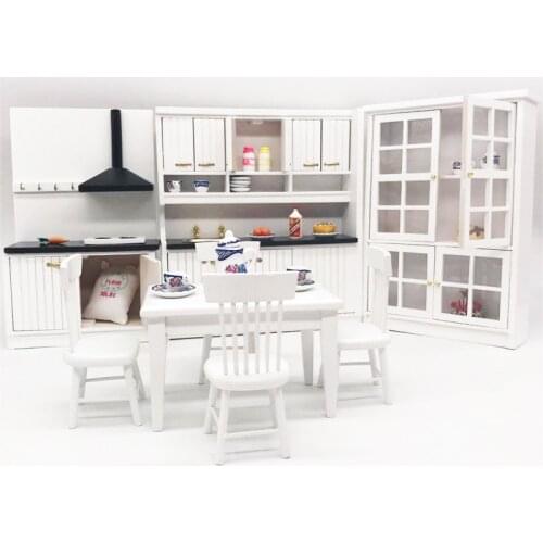 Play House Toy Accessories Simulation Furniture Accessories Mini Kitchen Dining Table And Chair Cabinet Set Of Simulation Life
