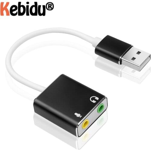Kebidumei External USB Sound Card Headphone 3D Stereo USB Audio Adapter for headphone speakers laptop Computer
