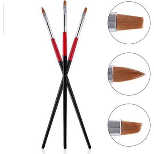 3 PC Nail Art Brush Professional Manicure UV Gel Brush Pen Acrylic UV Gel Extension Builder Nail Polish Glue Pen Painting Tools