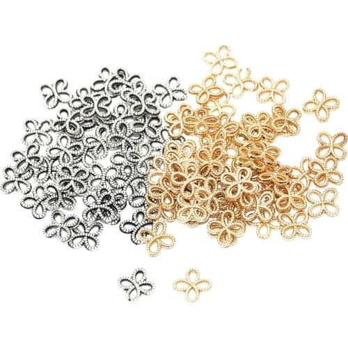 100pcs Wholesale Two Color Fresh Flower Charms Zinc Alloy Metal Small Pendants For DIY Handmade Jewelry Accessories Making 7*7mm