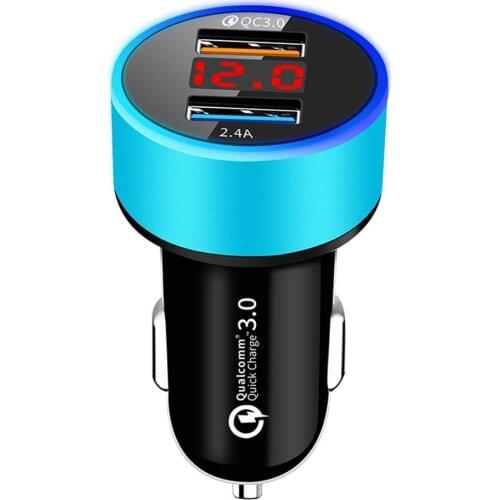 Multifunction Car QC3.0 Quick Charge Dual USB Ports LCD Display Mobile Phone Charger Adapter Car Accessories