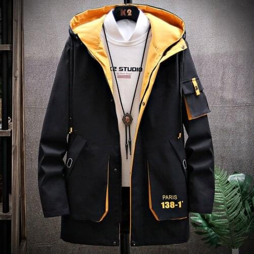 Fashion Long Hooded Jacket For Men Style Spring Autumn Trend Mid-Length Mens Thin Windbreaker Outdoor Sreetwear Coat Top Parkas
