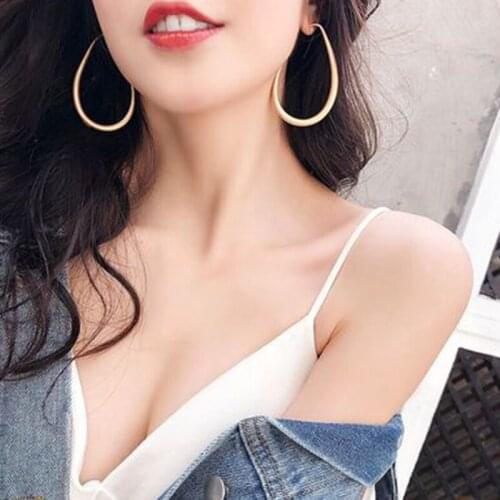 Flashbuy Trendy Gold Metal Drop Earrings For Women Vintage Twist Geometric Statement Earrings Party Jewelry Wholesale