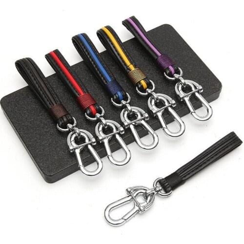 Fashion Leather Keychain Car Home Keyring Men Women Waist Hanging Keyfob Link Pendant Key Holder Gift