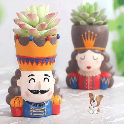 Nutcracker King-Queen Figured 2li Sukulent Pot Set