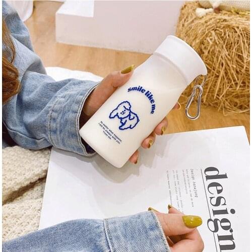New 500ml Transparent Frosted Water Cup Creative Light and Cute Cup Men and Women Fashion Portable Plastic Cup