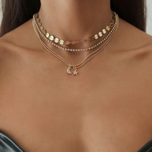 New Choker Rhinestone Beads Necklace Around The Neck Multi-layer Statement Necklaces for Women 2021 Kpop Jewelry Accessories