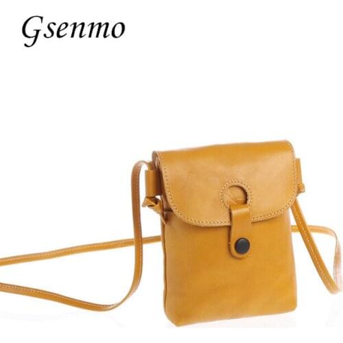 Gsenmo New Japan Style Shoulder Bag Cow Leather Crossbody Bags For Women Leather Small Phone Case Coin Purse