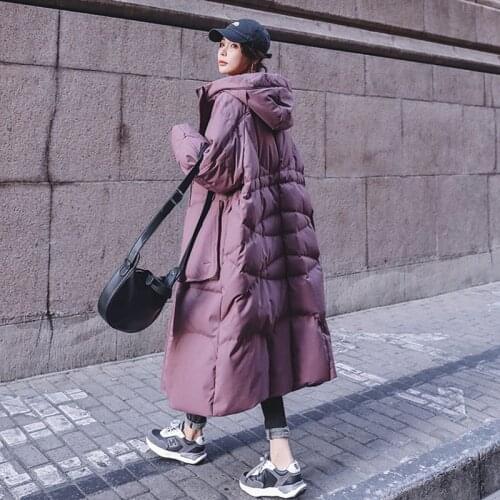 2020 Winter New Loose Womens Cotton-Padded Coat Thickened Korean Style over-the-Knee Padded Jacket Womens Mid-Length Coat