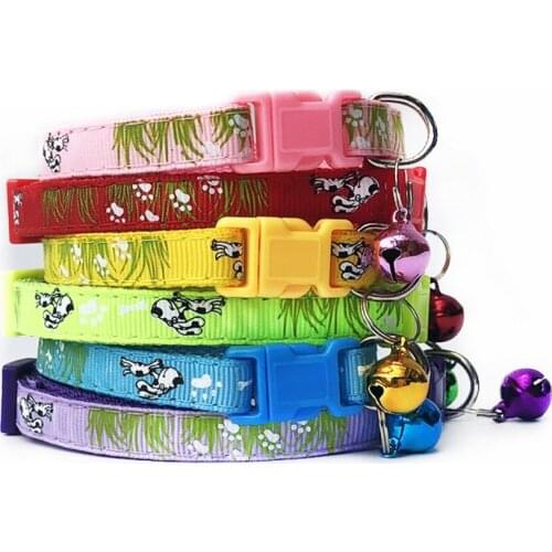 10pcs adjustable cat collar dog accessories pet dog grass style small bell dog chain pet supplies multi-color options