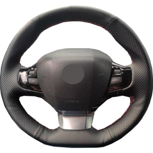 Hand Sewing Car Steering Wheel Cover Leather Suede For Peugeot 308 2016 2017 2018 2019 2020 2021 Braid on the Steering wheel
