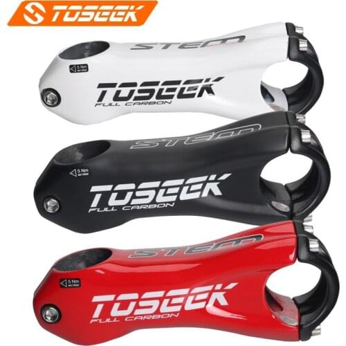 TOSEEK Carbon Stem Handlebar Diameter 31.8mm 10 Degrees 80/90/100/110mm Road Bike Mountain Bicycle Parts 132g
