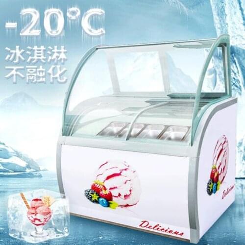 Large Capacity Ice Cream Display Cabinet Commercial Ice Porridge Cabinet Popsicle Showcase Glass Door Display Cabinet