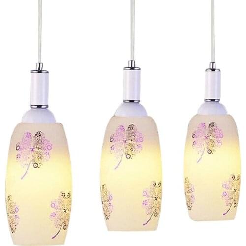 Modern Glass Bottle Dining Room Pendant Lighs printing Flower Pattern Pendant Light Bar Counter Flowers Pendant Fixture