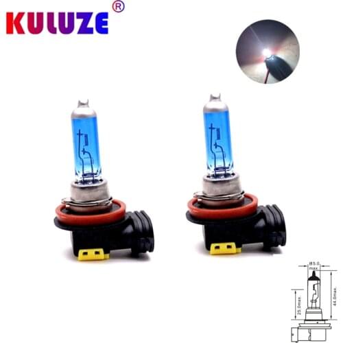 KULUZE 2 pcs H8 12V 35W Super White Fog Lights Quartz Glass Halogen Bulbs High Power PGJ19-1 12V 55W Car Headlight Lamp