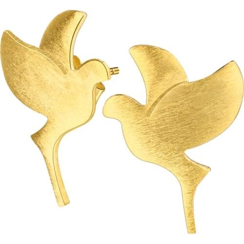 Lotus Fun Real 925 Sterling Silver Natural Creative Handmade Fine Jewelry Vintage Pigeon Fashion Stud Earrings for Women Brincos