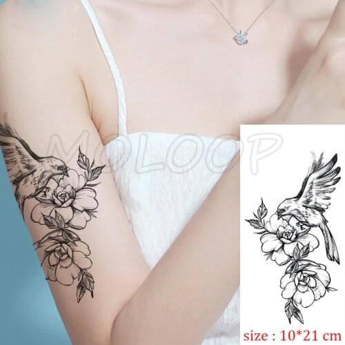 Waterproof Temporary Tattoo Sticker bird rose flower hand arm leg back Tatoo Stickers Flash Fake Tattoos for girl Woman man