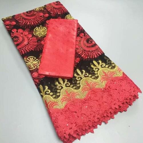 High Quality African Nigerian Tulle Lace Fabric Embroidery Milk Silk Voile Cord French 2.5+2.5Yards T30043