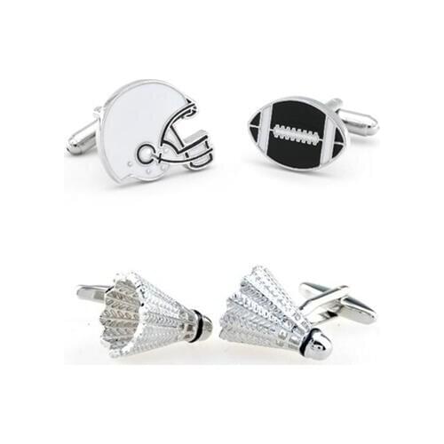 10Pairs/lot Sport 3D Badminton Cufflinks Football Rugby Helmet Cuff Links Mens Jewelry Wholesale