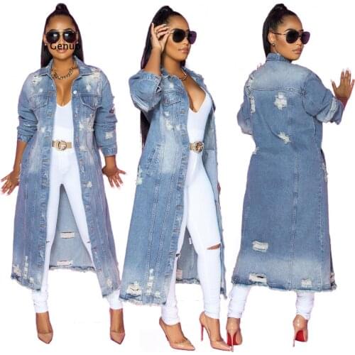 Spring and Autumn New Retro Button Denim Jacket Ladies Lapel Stand Collar Slim Jacket Ladies Fringed Ripped Street Jacket