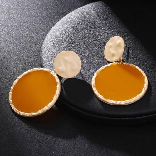 Vintage Fashion Earrings For Women 2019 Statement Earrings Round Colorful Big Earrings Indian Jewelry Wholesale For Wedding Gift