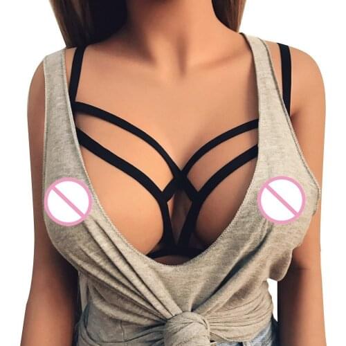 Women Crop Tops Alluring Bra Elastic Cage Bra Strappy Hollow Out Bra Bustier Bandage Cupless Bustier Bra Underwear Dropshipping