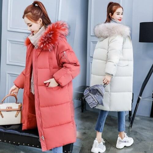 Long Polyester Zipper High Waist Standard Full Pockets Limited 2019 New Cotton Winter Clothes Loose Coat Woman Cotton-padded