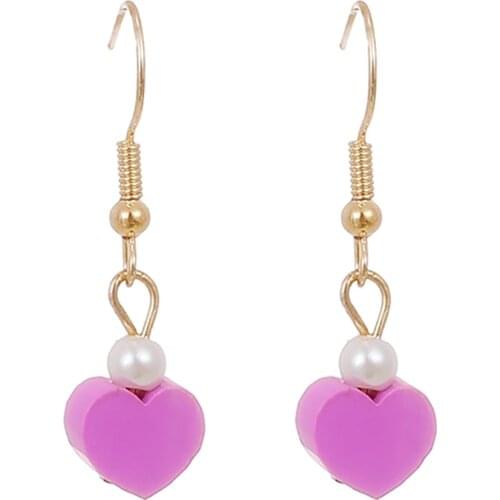 ZHINI New Fashion Cute Heart Dangle Earrings for Women Simple Charming Imitation Pearls Statement Earring Jewelry 2021 brincos