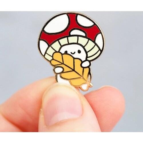 Mushroom Buddy Leaf Lover Enamel Brooch Pin Backpack Hat Bag Collar Lapel Pins Badges Women Mens Fashion Jewelry Accessories