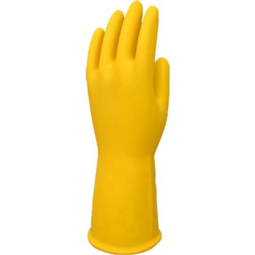 1 pair Rubber Gloves Household Cleaning Kitchen Dishwashing Gloves Acid And Alkali Resistant Thickened Latex Gloves