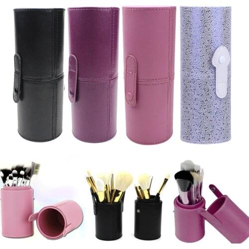 1Pcs New High Quality Travel Leather Cosmetic Brush Pen Holder Makeup Brushes Tools Storage Empty Holder Makeup Organizer Bag