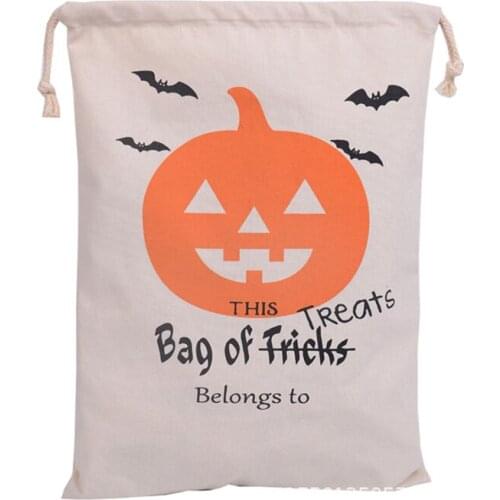 10PCS/Lot 48cmx36cm High qualiy Personalized Halloween Decoration Canvas Cotton Drawstring Bags Home Shopping Gift With Hand