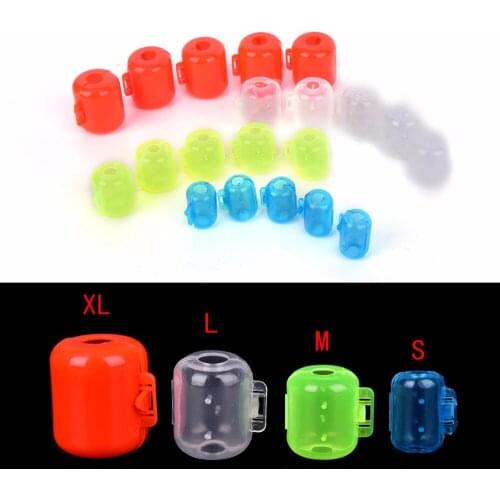 10Pcs/lot Plastic Squid Jigs Wood Shrimp Hook Cover 4 Size Umbrella Hooks Box Multiple Color Fishing Accessories