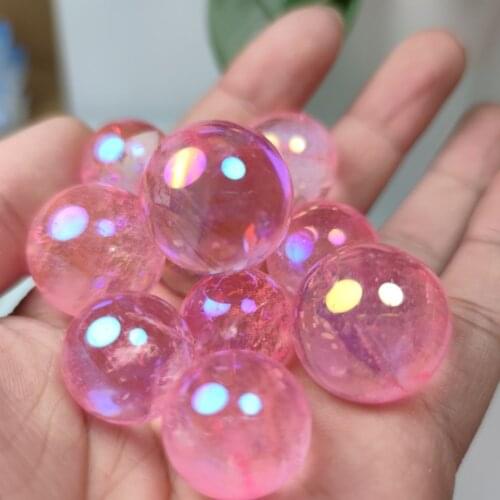 100g pink Aura Quartz Crystal Titanium Bismuth Silicon ball Rainbow